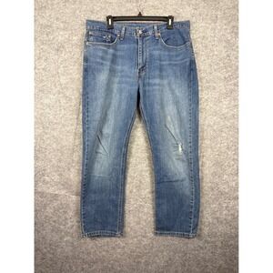 Levis 541 Athletic Taper Blue Denim Jeans Mens 36x30 Medium Wash Distressed